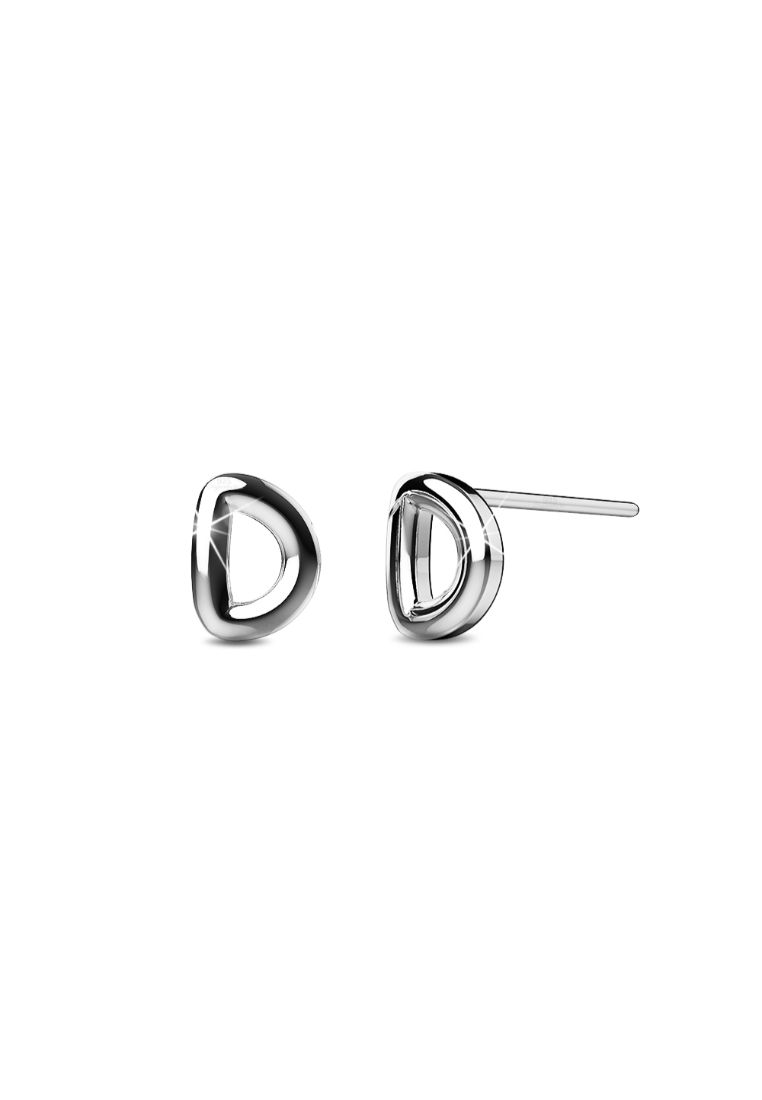 925 Signature Solid 925 Sterling Silver Initial Alphabet Personalised Stud Earrings- D