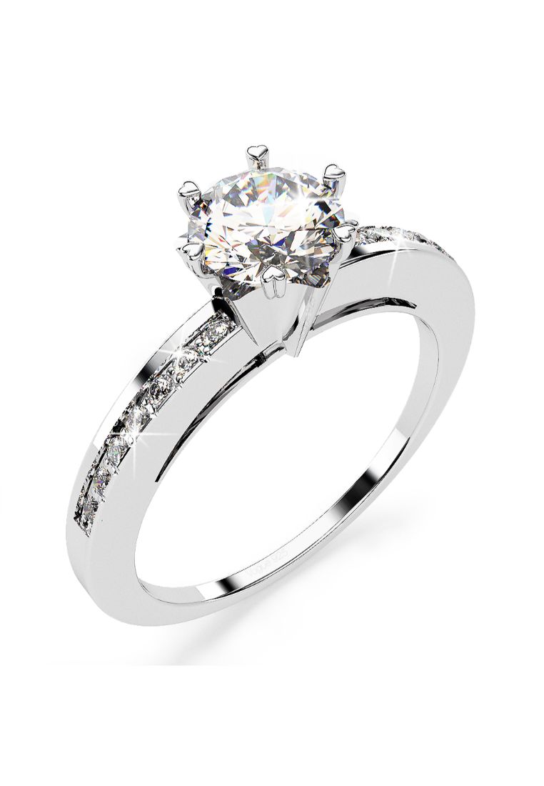 925 Signature Simulated Diamond Ring-Silver