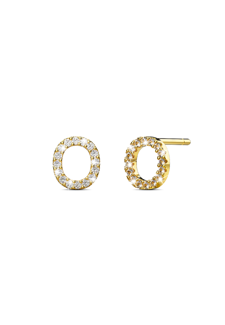925 Signature Solid 925 Sterling Silver Glamour Alphabet Letter Earrings Gold
