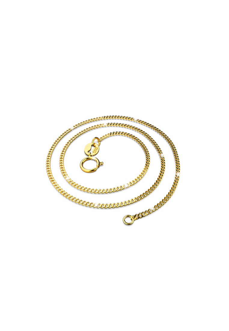 925 Signature Solid 925 Sterling Silver Curb Chain Chain Necklace in Gold Layered