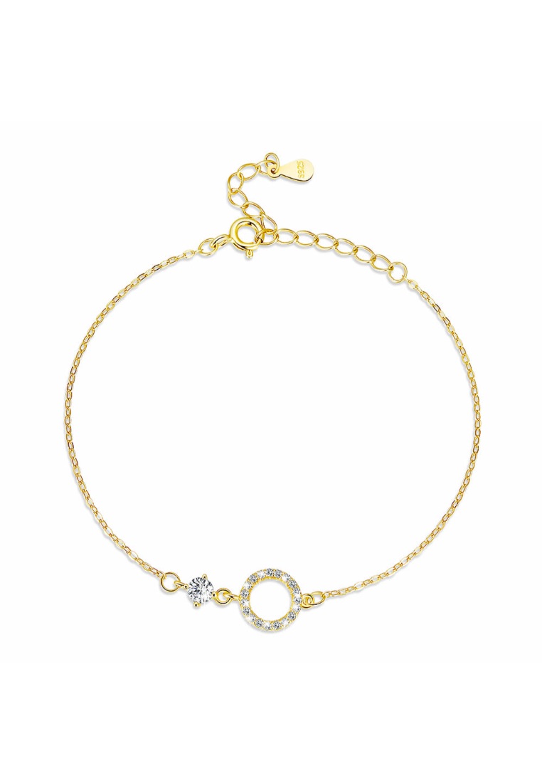 925 Signature Solid Silver Circlet Gold Layered Bracelet
