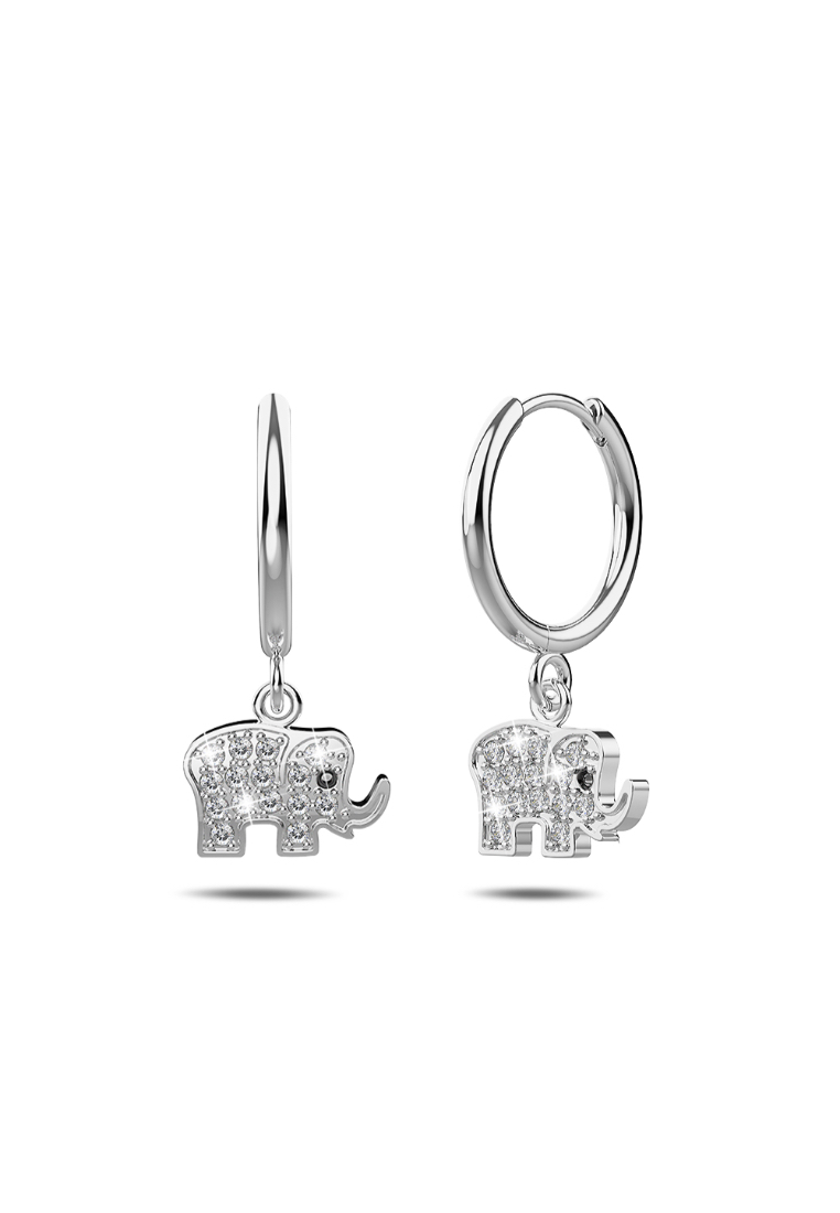 925 Signature Solid 925 Sterling Silver Elly Zircon Huggie Earrings Silver