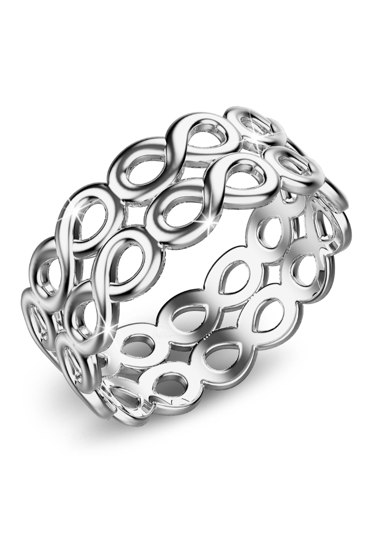925 Signature Solid 925 Sterling Silver Twice the Infinity Ring