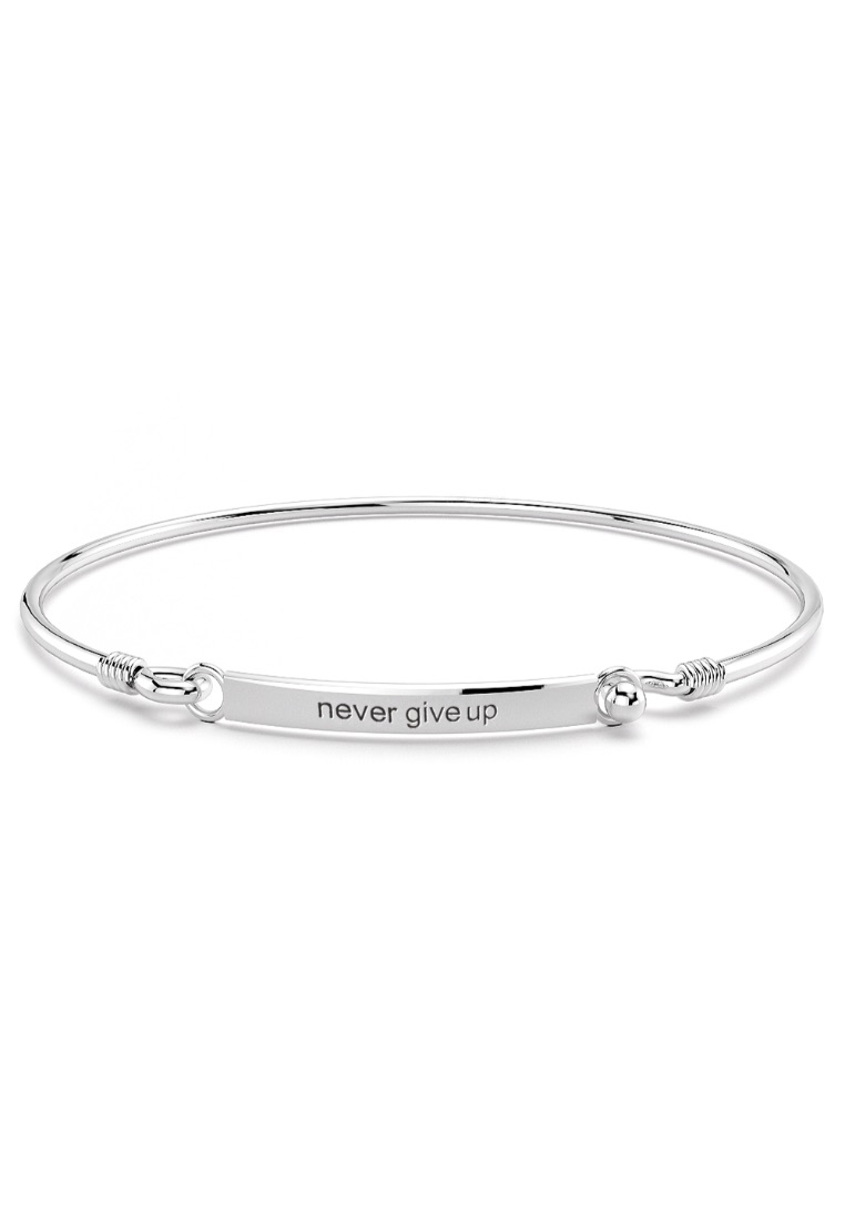 925 Signature Solid 925 Sterling Silver Never Give Up Bangle