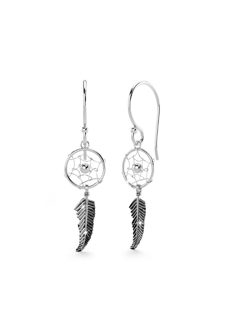 925 Signature Solid 925 Sterling Silver Dream Catcher Dangle Earrings