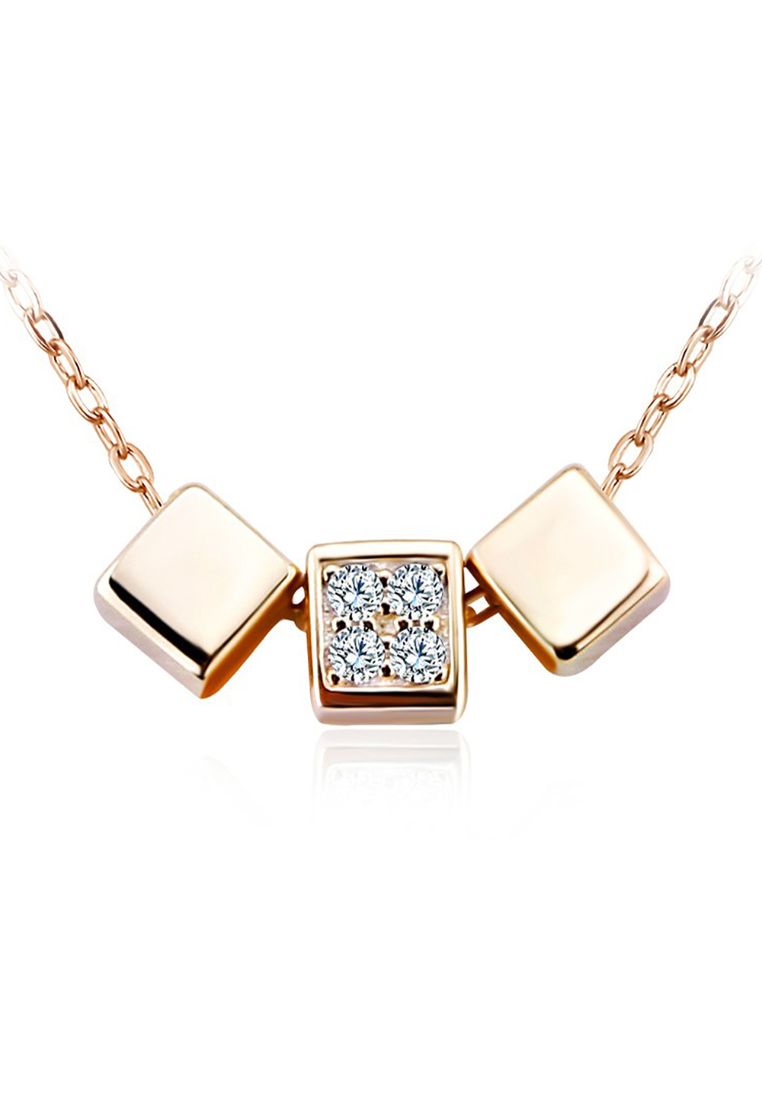 925 Signature Triple Desire Necklace-Gold/Clear