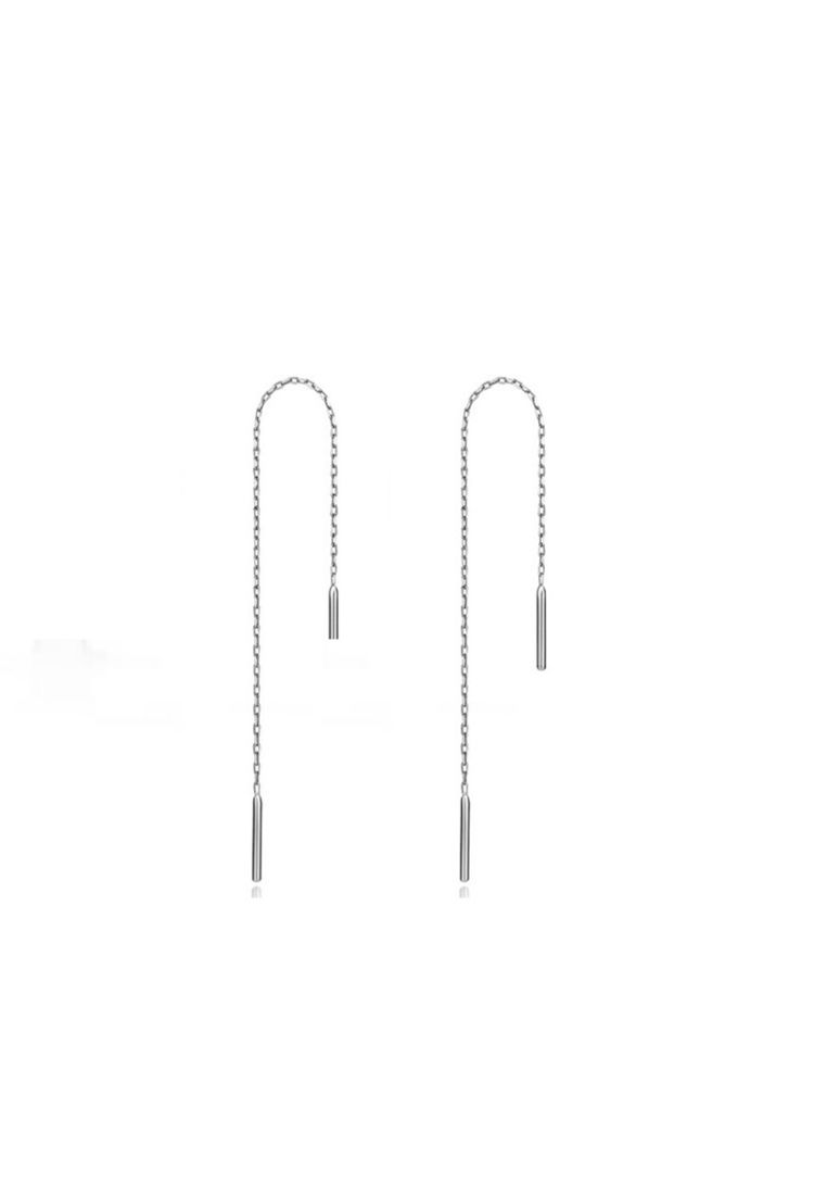 925 Signature Chain Drop Earrings-Silver