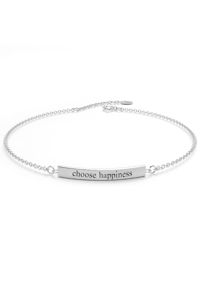 925 Signature Bar Bracelet - Choose Happiness Bracelet-Silver