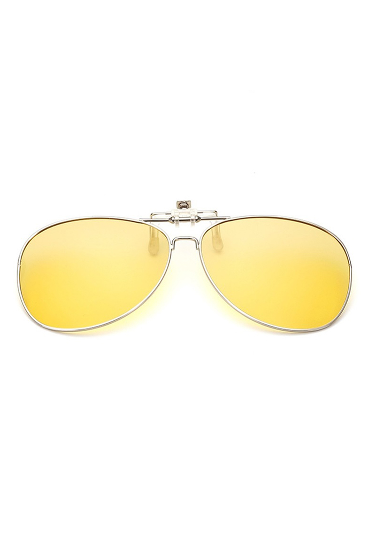A FRENZ Aviator Full Rim Polarized UV400 Yellow Night Vision Flip-Up Clip On Sunglasses