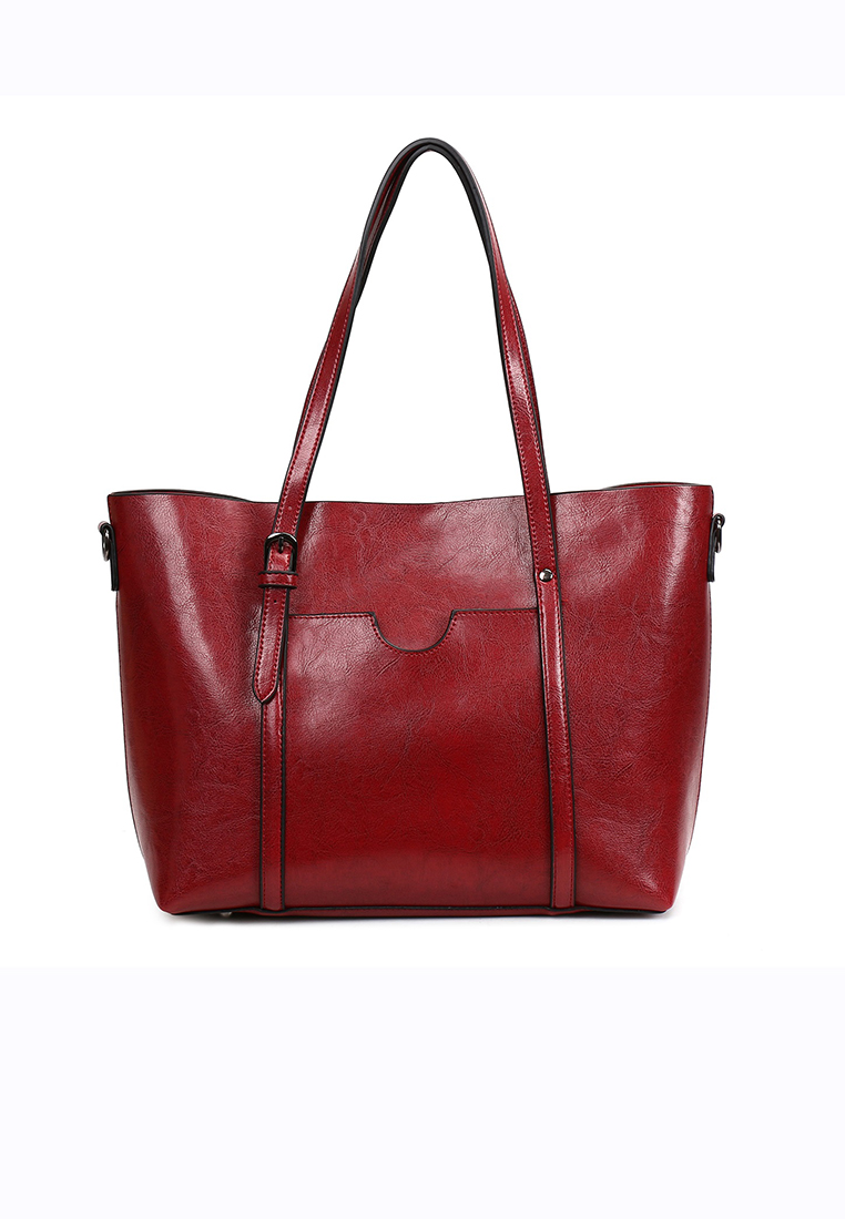 A FRENZ Women's Vintage Style PU Leather Work Tote Large Shoulder Bag
