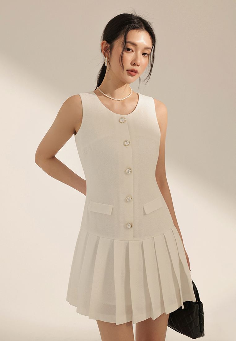 AIR SPACE Mini Dress with Pleated Skirt