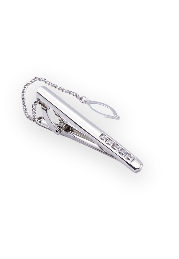 Arden Teal Darien Chrome Diamonte Tie Clip