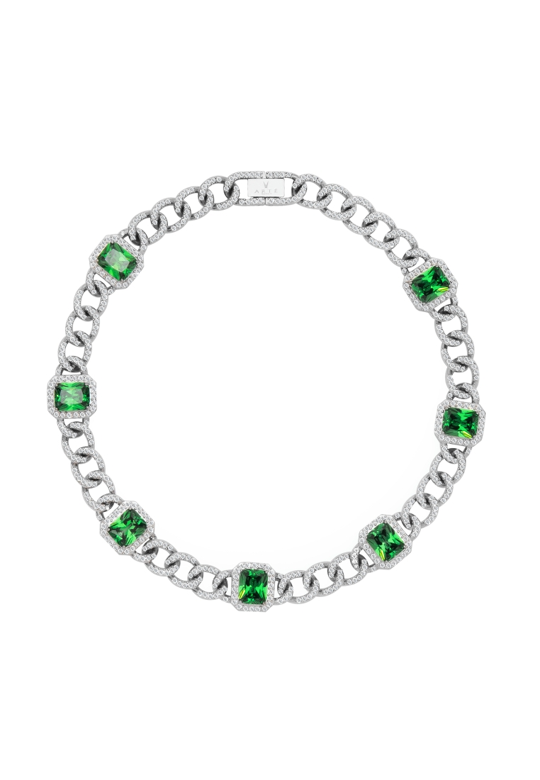 Arte Madrid PET IT ON Cuban Chain Necklace - Tsavorite Green