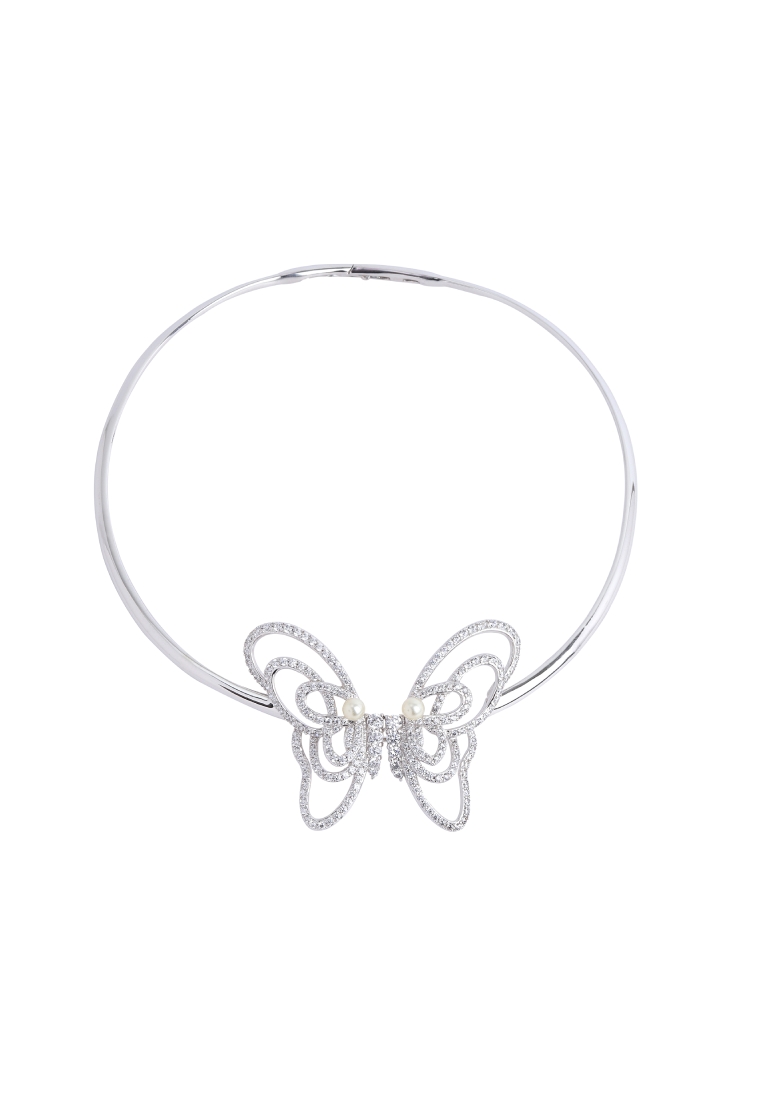 Arte Madrid A to Z Collection Butterfly Necklace (White)