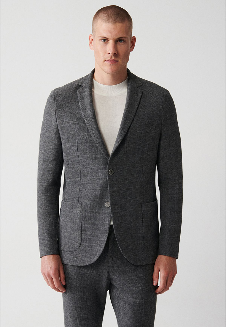 Avva Men's Gray 360 Degree Flexible Double Slit Unlined Jacket A32Y4051