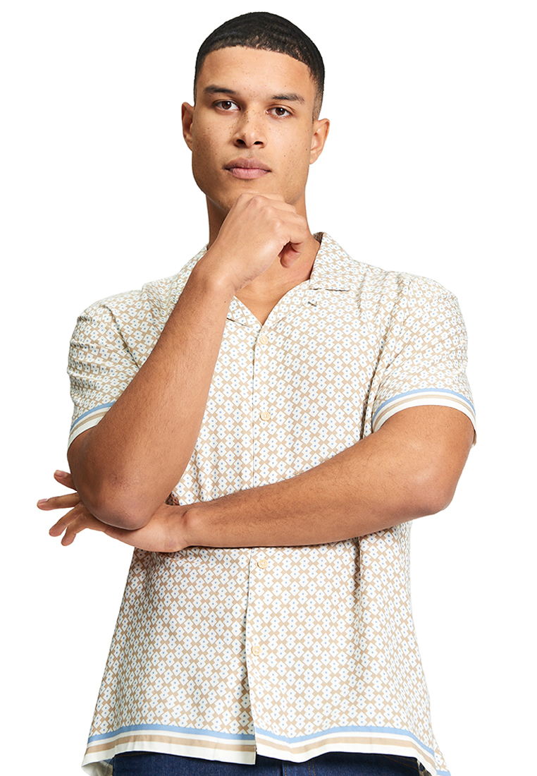 Ben Sherman Short Sleeves Geo Border Print Shirt
