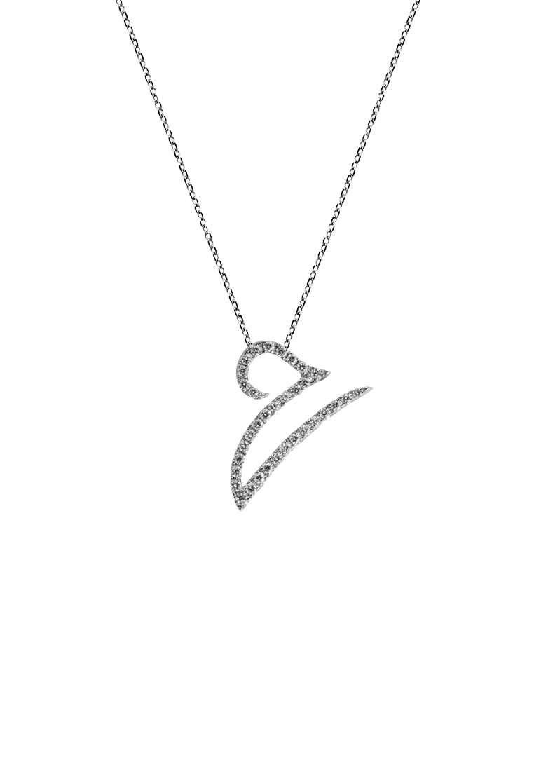 BEON Diamond Pavé Lab Grown Diamond 'V' Initial Pendant in White Gold D/E-VVS/VS (0.17ct TDW) with c