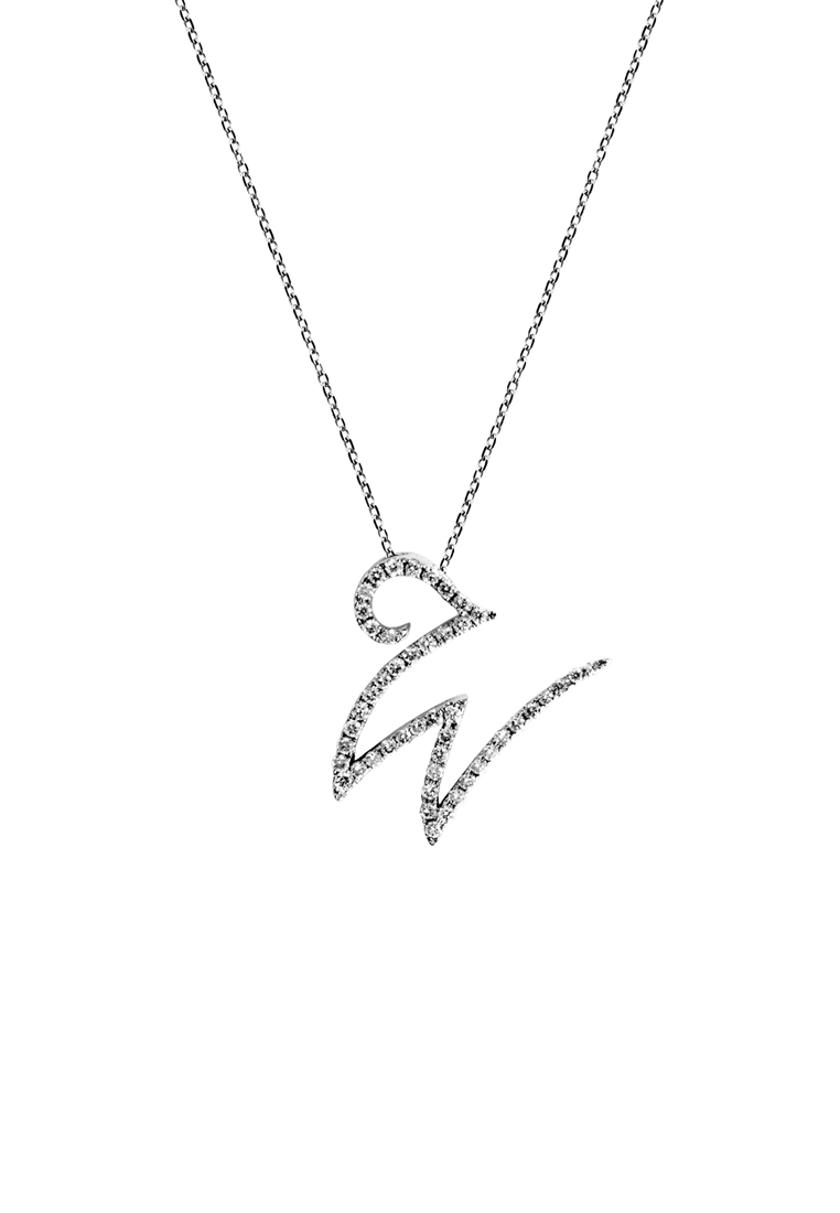 BEON Diamond Pavé Lab Grown Diamond 'W' Initial Pendant in White Gold D/E-VVS/VS (0.30ct TDW) with c