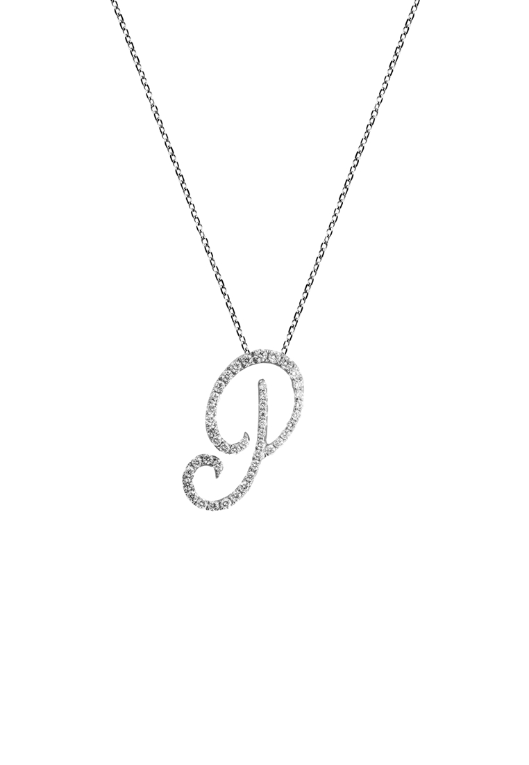 BEON Diamond Pavé Lab Grown Diamond 'P' Initial Pendant in White Gold D/E-VVS/VS (0.31ct TDW) with c
