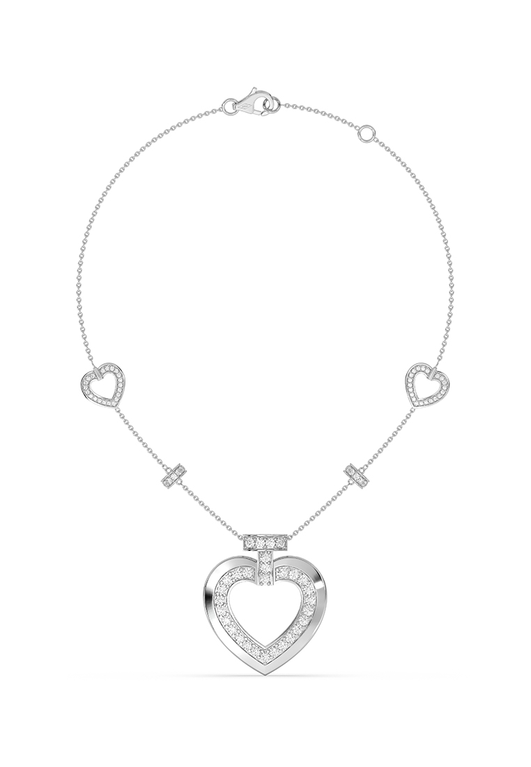BEON Diamond Rebel Heart Lab Grown Diamond Statement Necklace in 14K White Gold D/E-VVS/VS (1.42ct T