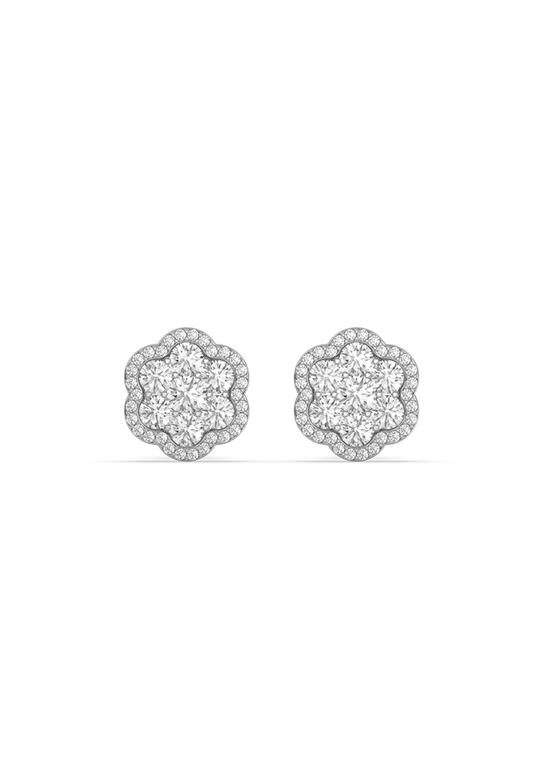 BEON Diamond Celestial Bloom Lab Grown Diamond Stud Earrings in 14K White Gold D/E-VVS/VS (2.25ct TD