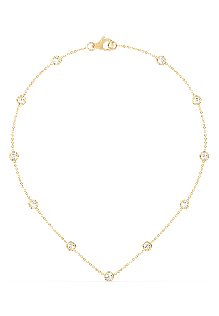 BEON Diamond Minimalist Lab Grown Diamond Station Necklace in 14K Yellow Gold D/E-VVS/VS (1.42ct TDW