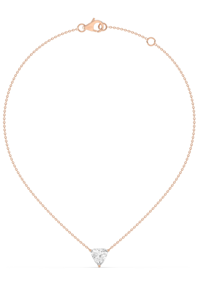 BEON Diamond Modern Trillion Cut Lab Grown Diamond Pendant Necklace in 14K Rose Gold D/E-VVS/VS (1.0