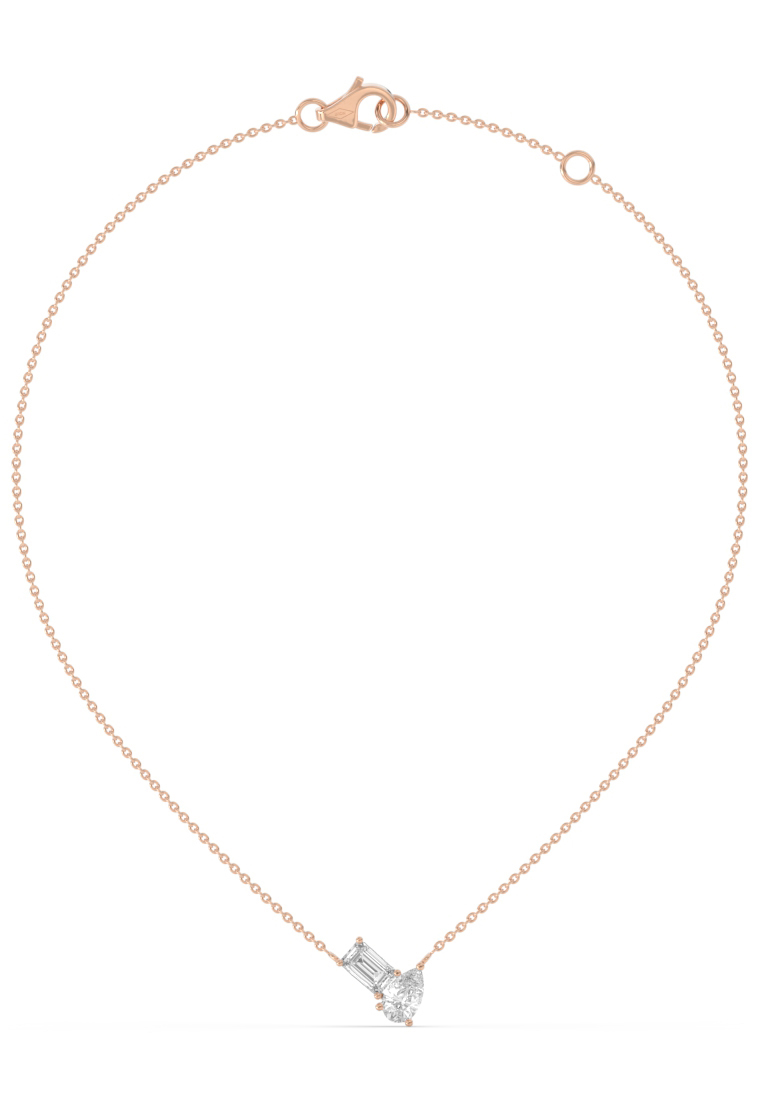 BEON Diamond Toi Et Moi Brilliant Duo Lab Grown Diamond Pendant Necklace in 14K Rose Gold D/E-VVS/VS