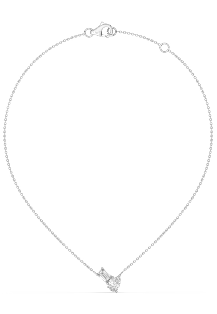 BEON Diamond Toi Et Moi Brilliant Duo Lab Grown Diamond Pendant Necklace in 14K White Gold D/E-VVS/V