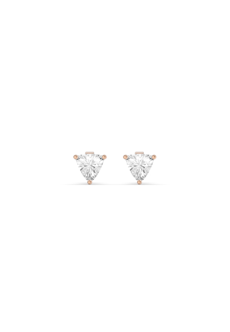 BEON Diamond 1.04ct TDW Modern Trillion Lab Grown Diamond Stud Earrings in 14K Rose Gold D/E-VVS/VS