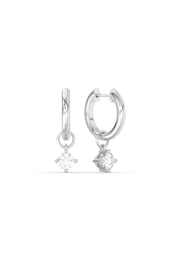 BEON Diamond Minimalist Multiway Lab Grown Diamond Mini Hoop Earrings with Round Drop in 14K White G