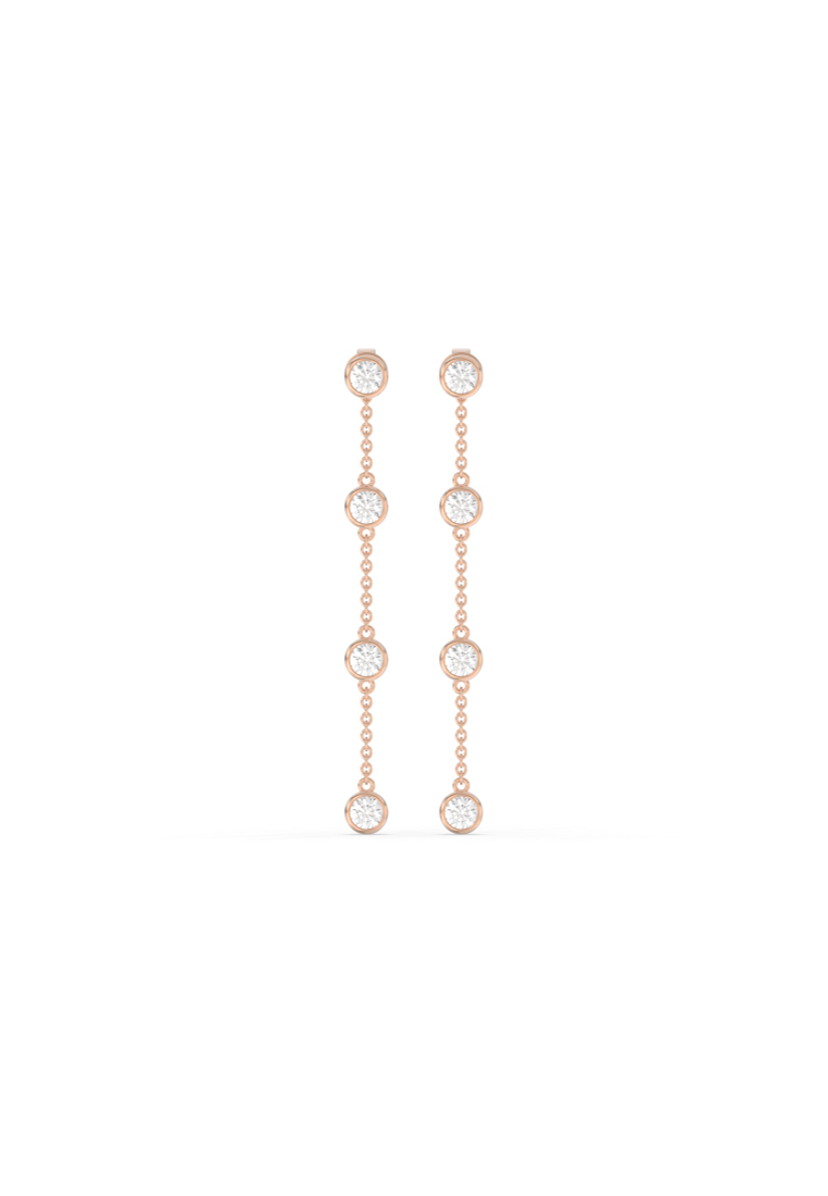 BEON Diamond Elegance Duo Lab Grown Diamond Multiway Earrings with Round Chain Drop in 14K Rose Gold