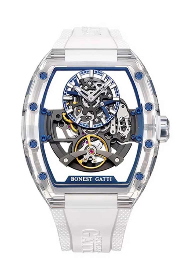 Bonest Gatti Automatic Unisex K9 Crystal Watch, Rubber Strap