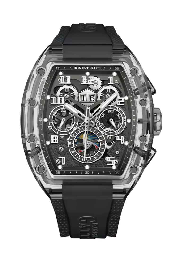 Bonest Gatti Automatic Unisex K9 Crystal Watch, Rubber Strap