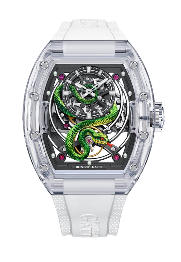 Bonest Gatti Unisex Green Snake Automatic (Self winding mechanical movement) K9 Crystal Watch, 45mm,