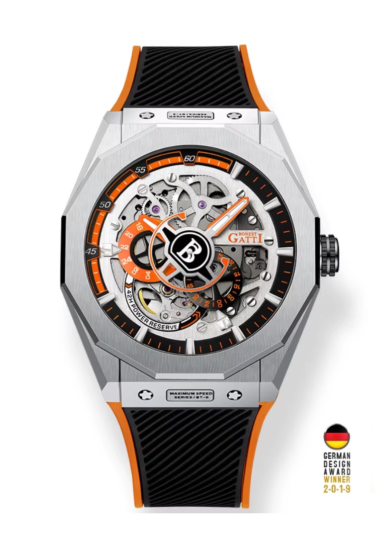 Bonest Gatti Automatic Unisex Stainless Steel Watch, Rubber Strap