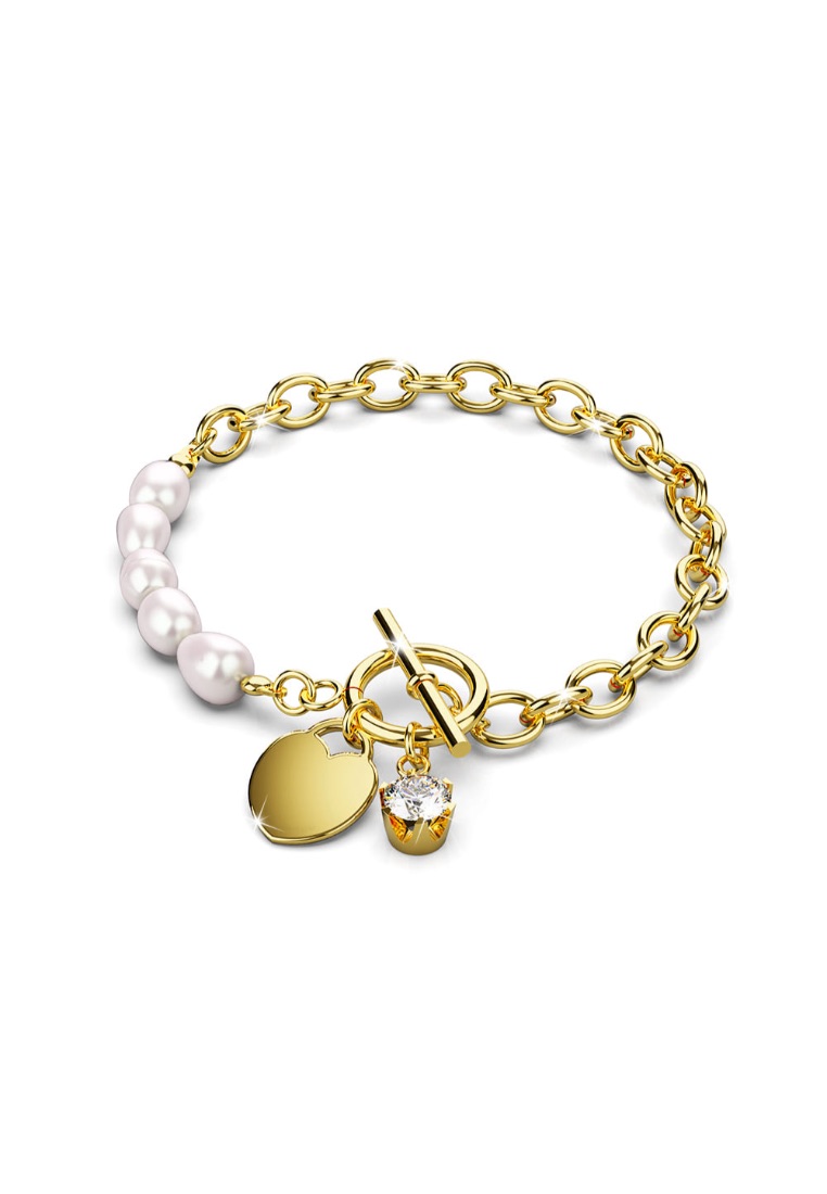Bullion Gold Elan Heart T-lock Toggle Bracelet