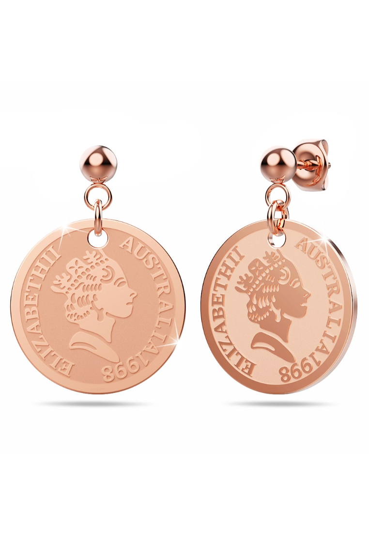 Bullion Gold Queen Elizabeth Coins Drop Earrings