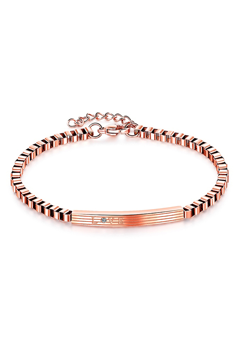 Bullion Gold Love Box Chain Bracelet Rose Gold