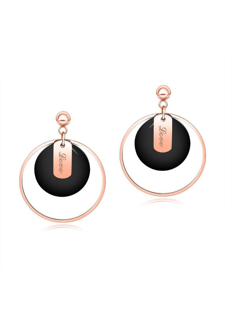 Bullion Gold Geometric Love Loop Dangle Earrings
