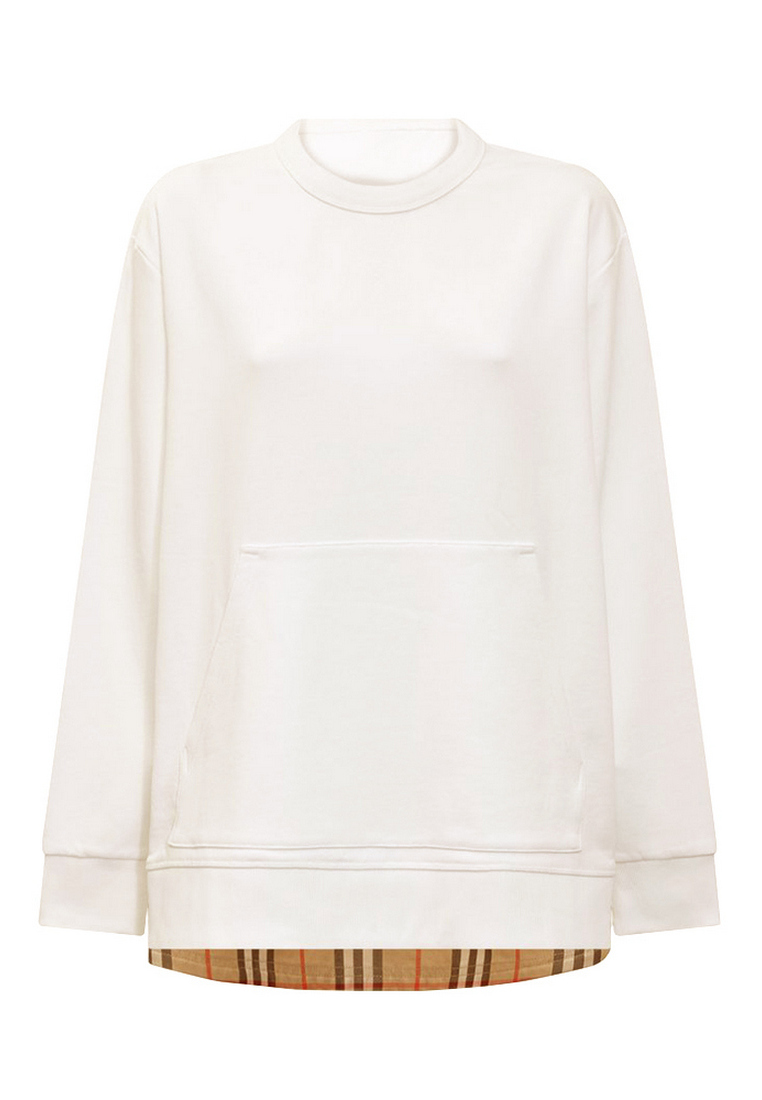 Burberry Check Pattern Sweatshirt in White