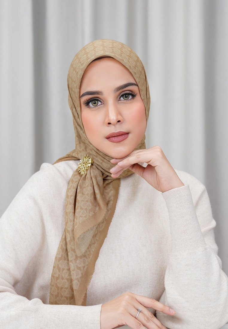 Buttonscarves Wicker Voile Square - Ice Coffee