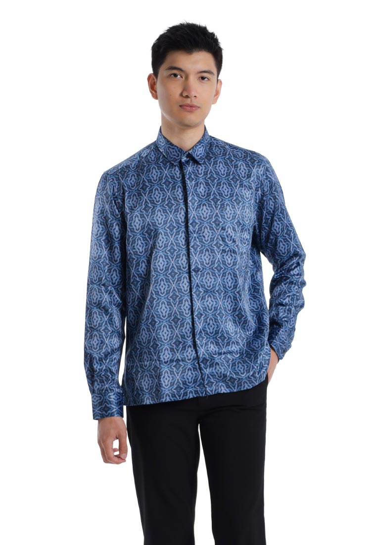Byford Byford Long Sleeve Printed Shirt - 3526003E-39Navy