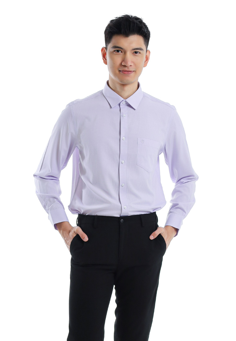 Byford Byford Tailored Fit Bamboo Fibre Plain Long Sleeve Shirt - 3525024B-20LtPurple