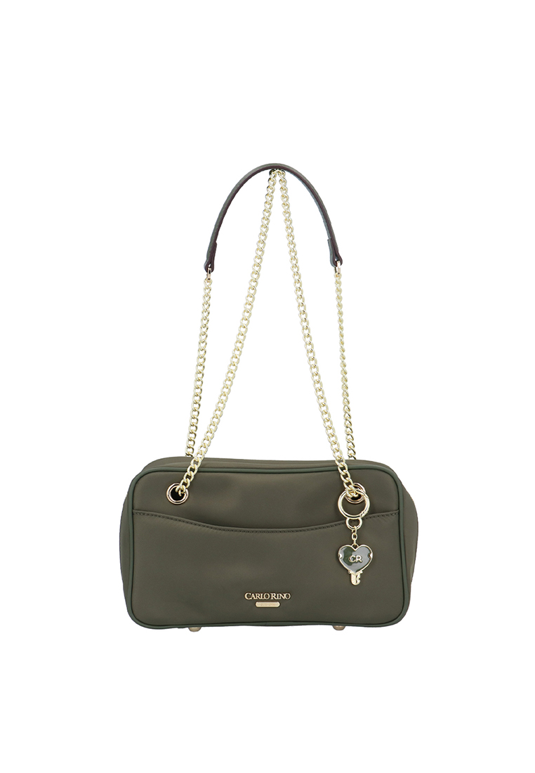Carlo Rino Bowie Nylon Shoulder Bag - Dark Green