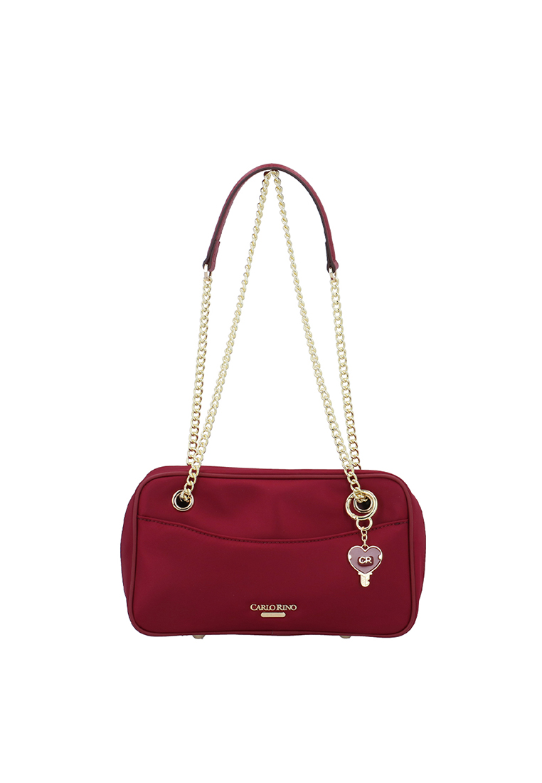 Carlo Rino Bowie Nylon Shoulder Bag - Maroon