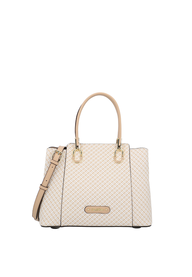 Carlo Rino CR Allegra Top Handle Bag - Dark Beige