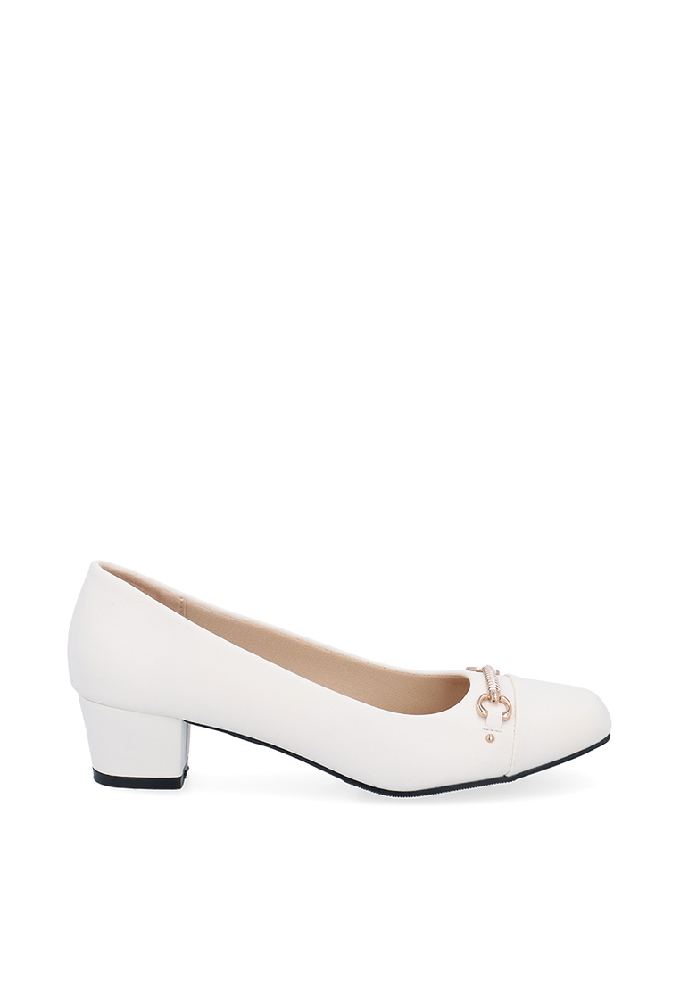 Carlo Rino White CR Glint Charm Mid Heels