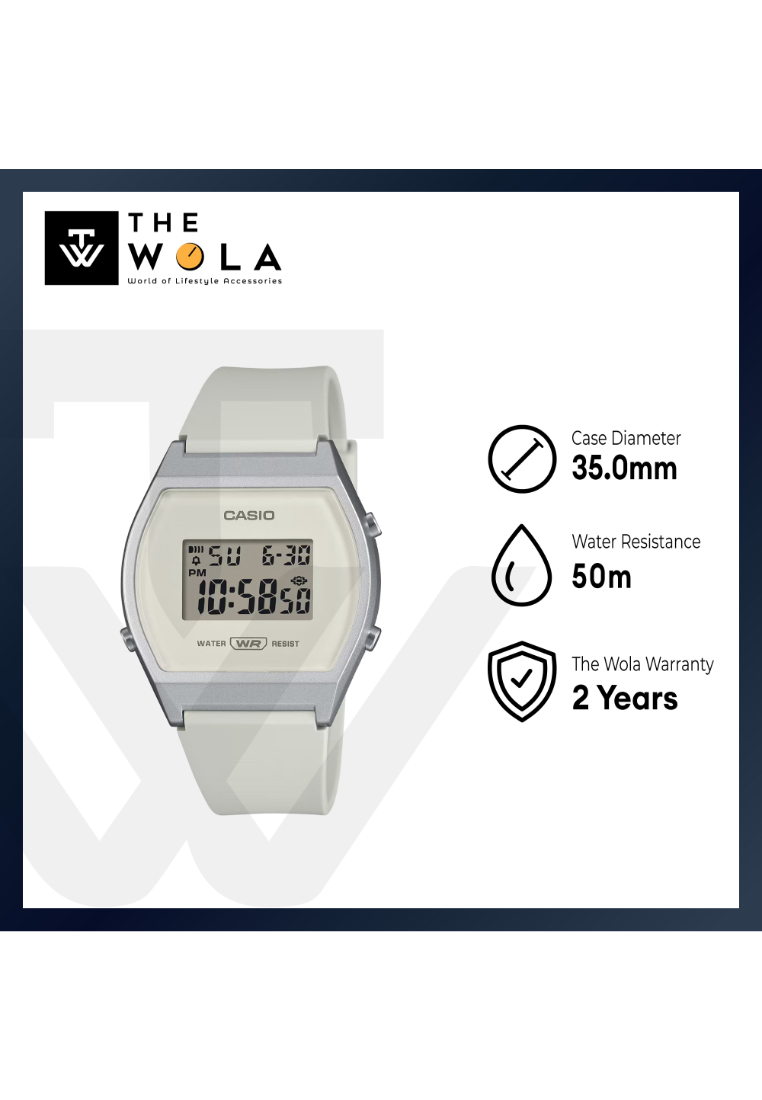 CASIO LW-204-7A Unisex Digital Watch White Resin Band