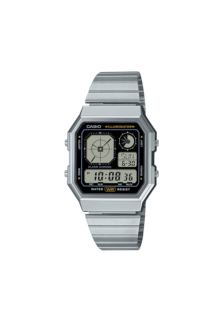CASIO Vintage A130WE-1A Unisex Digital Watch Silver Stainless Steel Strap